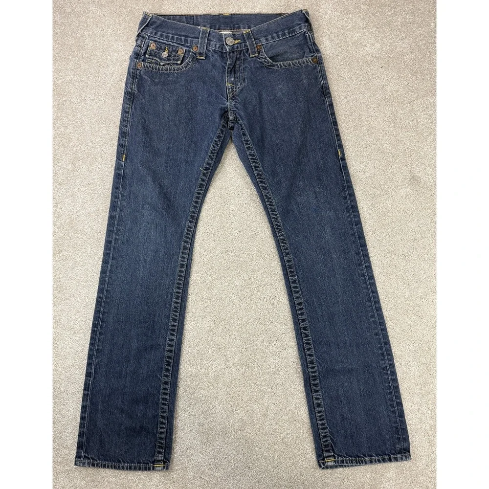 True Religion Ricky Men's Size 30x31 Straight Leg Jeans Blue Flap Pockets 703369